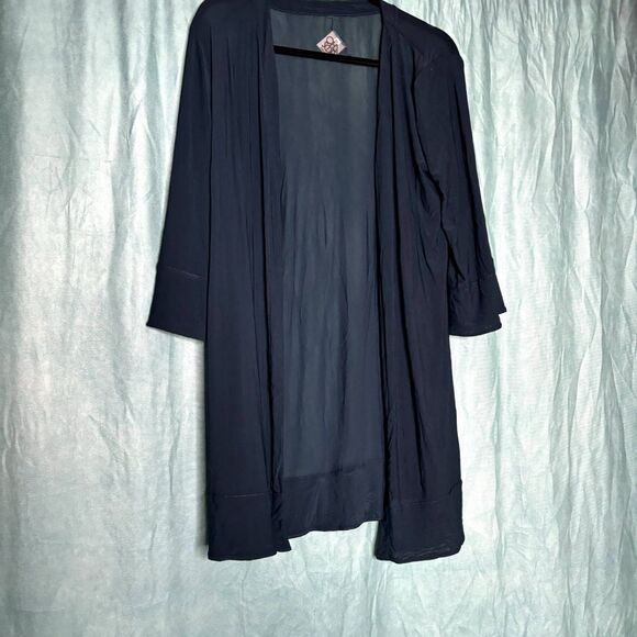 Chaser NWOT Navy Mesh Open Front Cardigan Cover Up Medium - Picture 2 of 5
